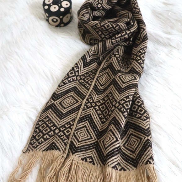 Original Alpaca‎ Wool Blend Scarf Brown & Camel Color  Unisex - Picture 6 of 7